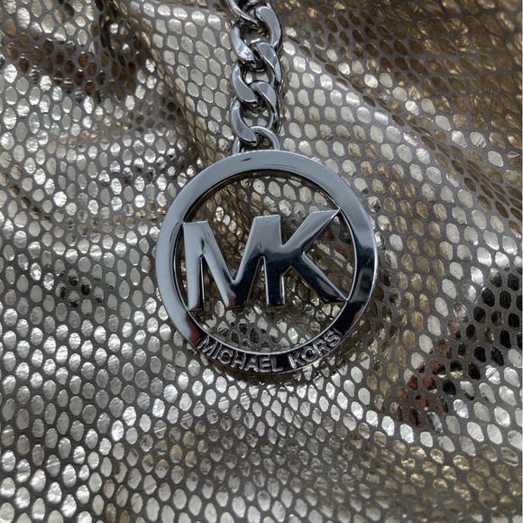 Michael Kors Edie Gold Snakeskin Print Hobo Shoulder Handbag - Picture 6 of 12